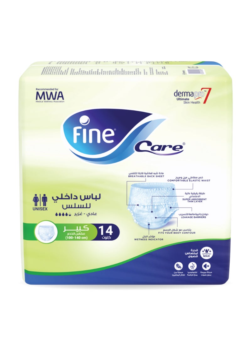 Fine Care Incontinence Unisex Adult Pull Up Diaper - Large Waist Size 100-140cm